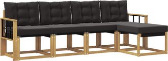 vidaXL Conjunto De Sof&aacute;s De Exterior 5 Uds. Blanco Y Negro Vidaxl