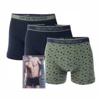 Emporio Armani Heren Core Logo Boxershorts (Set van 3) (Groen/Donkerblauw)