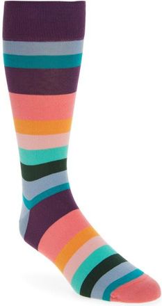 Paul Smith Artist Stripe Organic Cotton Blend Dress Socks in Green Multi at Nordstrom
