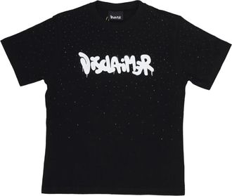 Disclaimer Zwarte Strass Tee met Korte Mouwen - Dames - T-shirts - Zwart - M - Katoen - Tops