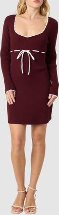 All in Favor Long Sleeve Knit Minidress in Burgundy Ivory at Nordstrom Rack, Size X-Small