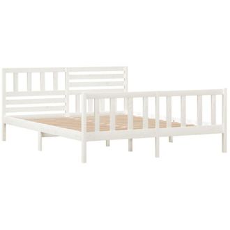 vidaXL 3101149 Bed Frame without Mattress White Solid Wood 120x200 cm (810078+814135) vidaXL