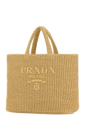 Prada Womens Raffia Shopping Bag Naturale T Borse A Mano