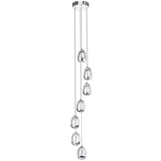 VONN Lighting Venezia VAC3207CH 7-Light Integrated LED Chandelier Lighting Fixture with Clear Glass Globe Shades, Polished Chrome