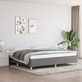 vidaXL Cama Sin Colch&oacute;n Tela Gris Oscuro 200x200 Cm Vidaxl