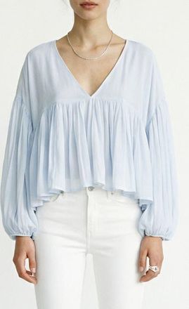 Vero Moda Katie Balloon Sleeve Baby Doll Top in Skywriting at Nordstrom, Size X-Large