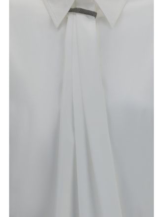 Brunello Cucinelli Womens Shirt With Monili Embellishment White Cotton