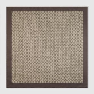 Gucci Printed Silk Twill Carr&eacute;, Beige, Silk