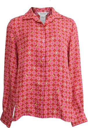 Max Mara Vampata Button-Down Shirt in Pink and Red Silk