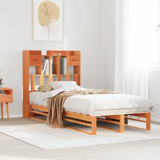 Berkfield Home Bookcase Bed without Mattress Wax Brown 100x200 cm Solid Wood Pine