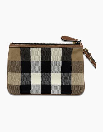 Burberry Mens Burberry Peyton Check Wristlet Taupe Brown - Cream