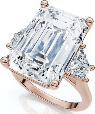 Pompeii3 Certified 11.90Ct Emerald Diamond Engagement Ring 14k Gold Lab Grown