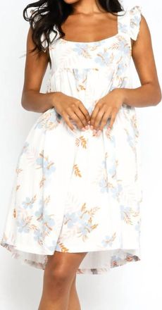 Olivaceous Floral Ruffle Strap Sun Dress In White