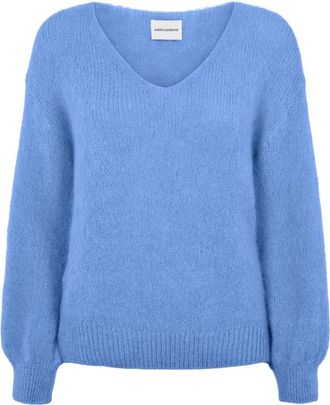 Americandreams Milana LS Alpaca Pullover - Dames - V-hals truien - Blauw - XL - Wol - Truien & Vesten