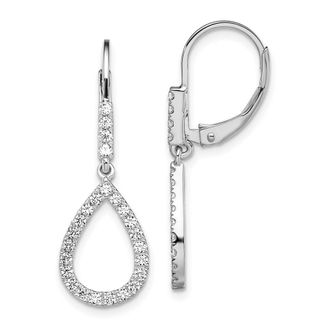 Diamond2Deal 14K White Gold 1/2 ct Lab Grown Diamond Teardrop Leverback Earrings VS Clarity, G-H Color