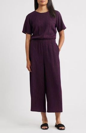 Eileen Fisher Crinkle Wide Leg Jumpsuit in Blackberry at Nordstrom Rack, Size X-Small