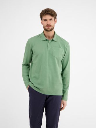 Lerros Langarmshirt LERROS LERROS Herren Langarmpolo in Waffel-Piqu&eacute;, Herren, Gr. S, gr&uuml;n (sage gr&uuml;n), 100% Baumwolle, Shirts Langarmshirt