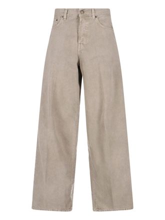 Haikure Wide-Leg Beige Denim And Linen Jeans With Five-Pocket Design