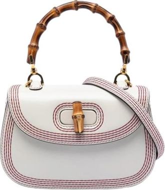 Gucci Pre-owned Bamboo Top Handle Satchel - Dames - Vintage Handtas - Wit - ONE Size - Leer - Vintage