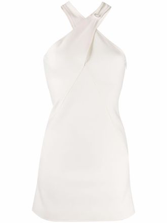 Courr&egrave;ges halterneck mini dress - White