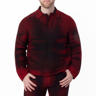 Ferragamo Gradient Long-Sleeved Polo Shirt, Size X-Large