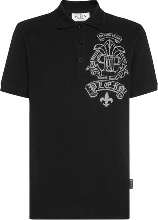 Philipp Plein Tops, Heren, Zwart, L, Katoen, Strass Tattoo Polo Shirt