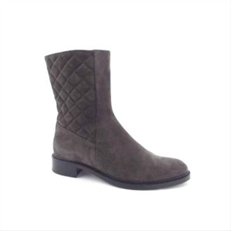 Aquatalia Gail Suede Leather Quilted Waterproof Boots In Grey