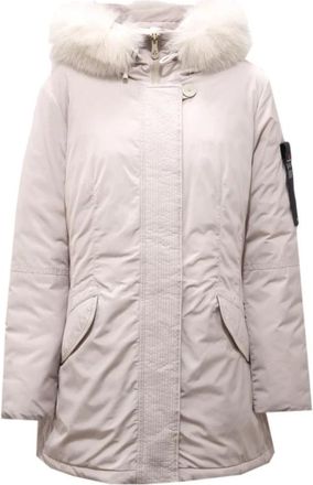 Peuterey Gewatteerde jas met echte bontrand - Dames - Gewatteerde jassen - Beige - 3XL - Jassen