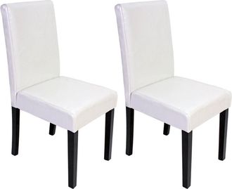Hhg Hhg - Juego De 2 Sillas De Comedor Silla De Cocina Littau, Cuero, Blanco, Patas Oscuras