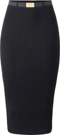 Elisabetta Franchi Ribgebreide Rok met Riem - Dames - Kokerrokken - Zwart - S - Rokken