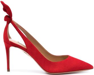Aquazzura Red Suede Pointed Toe Cut-Out Stiletto Pumps