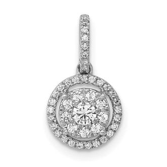 Diamond2Deal 14k White Gold 1/4 carat Diamond Round Halo Cluster Pendant