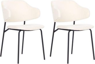 Beliani Beliani - Conjunto de 2 sillas de comedor negro poliéster sin reposabrazos beige claro Kenai