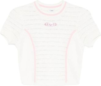 Casablanca Crop Top - Dames - T-shirts - Wit - S - Katoen - Tops