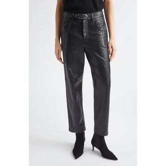 Eleventy Lambskin Leather Pants in 22 Black at Nordstrom, Size 42