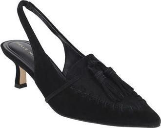 Pelle Moda Kesia Slingback Pointed Toe Kitten Heel Tassel Loafer Pump in Black at Nordstrom, Size 7.5