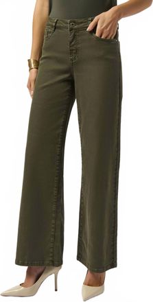 Joseph Ribkoff Mid-Rise Wide Leg Denim Jean In Avocado Green