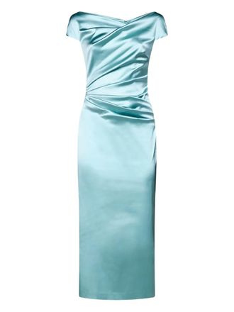 Talbot Runhof draped-detailing midi dress - women - Acetate/Polyamide/Elastane/Viscose/Polyester - 34 - Blue