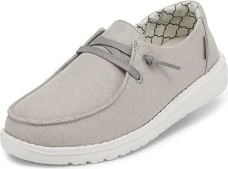 HeyDude Womens Wendy Moc Toe Shoes, Sparkling Pearl Grey, 6 UK