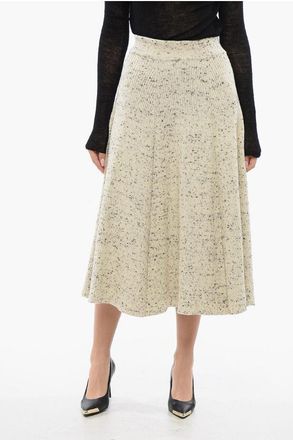 Jil Sander Gonna in Lana Svasata con Fantasia Maculata taglia 38