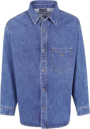 Emporio Armani Denim Shirts - Heren - Spijkeroverhemden - Blauw - 2XL - Denim - Overhemden
