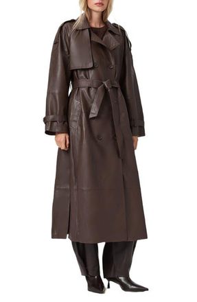 AllSaints Reed Leather Trench in Bitter Brown at Nordstrom, Size X-Small