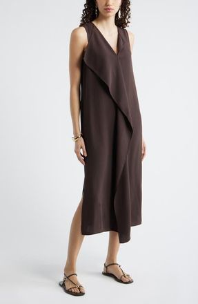 Nordstrom Ruffle Front Sleeveless Dress in Brown Coffee at Nordstrom, Size Xx-Small