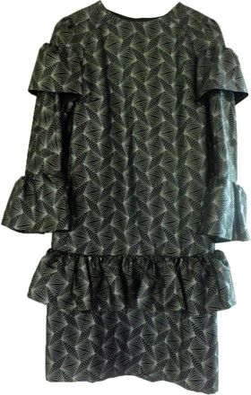 Dries Van Noten Metallic Ruffle Midi Dress Size S