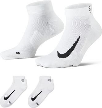 Nike Unisex Multiplier Low Golf Quarter Socks (2 Pairs) in White | CV2617-100