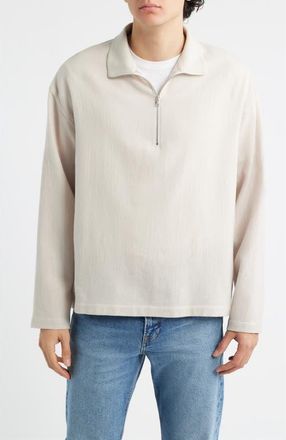 Frame Denim Half Zip Wool Overshirt in Light Taupe at Nordstrom, Size X-Large