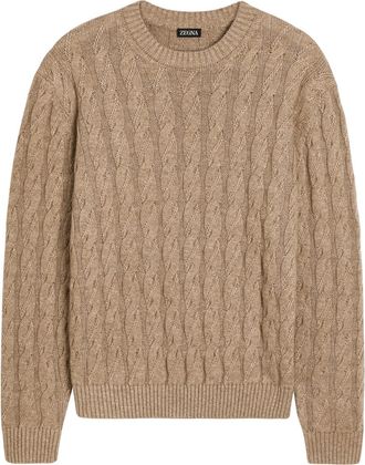 Ermenegildo Zegna Cable-knit Linen-blend Jumper - Brown - 52 (IT52 / XL)