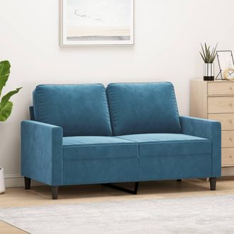 vidaXL Sof&aacute; De 2 Plazas Terciopelo Azul 120 Cm Vidaxl