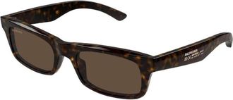 Balenciaga Bb 0422S 002 Zonnebrillen - Heren - Zonnebrillen - Bruin - 54 MM - Leer - Accessoires