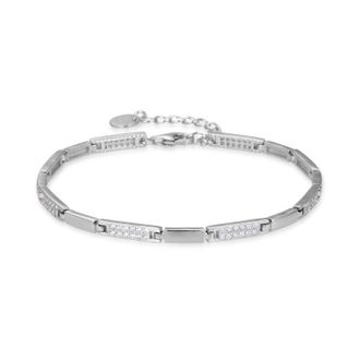 Luxenter armband, kinusi in 925 sterling zilver en gerhodineerde glanzende zirkonia